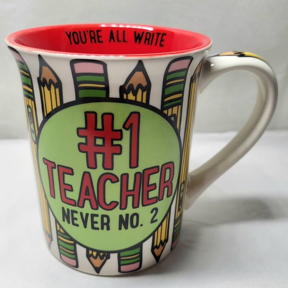 Our Name Is Mud #1 TEACHER Never No. 2 MUG 14 oz Lorrie Veasey All Write Pencils - Picture 2 of 11